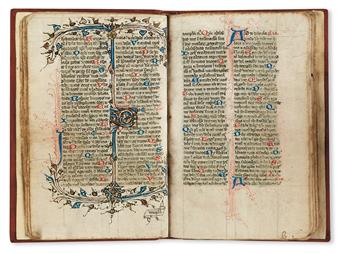 MANUSCRIPT.  [Psalter and other texts.]  Manuscript in Latin on vellum. England, 14th century. Lacks 5 leaves.